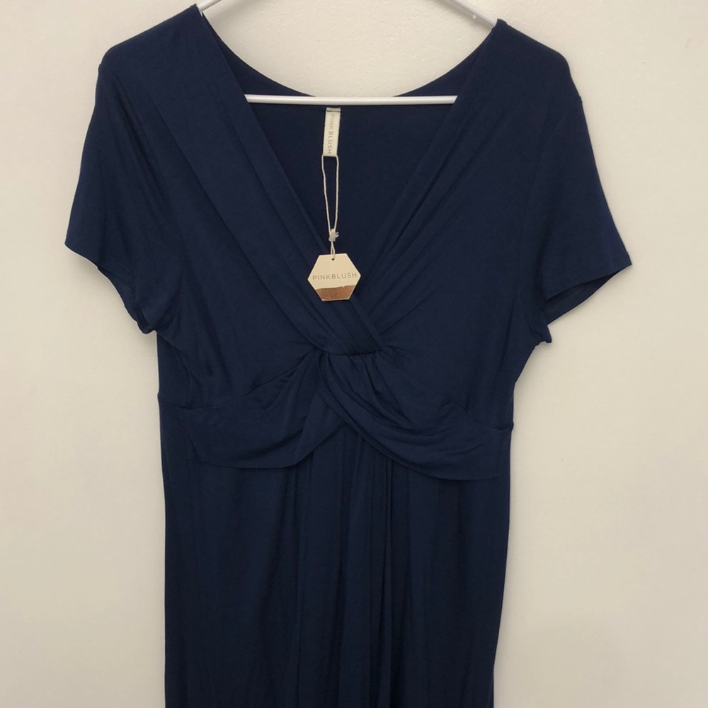 Pink blush Navy blue dress